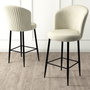 Hanah Home Taburetes de Bar Crema y Negro Metal Tela Babyface Set de 2 Piezas 107x46x40cm